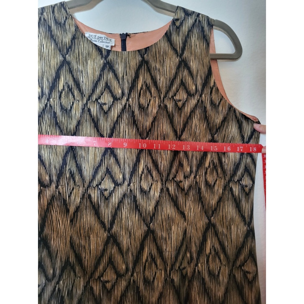 Due Per Due Womens Sz 10P 100% Silk Ikat Midi Sheath Dress Capsule Quiet Luxury - Picture 6 of 8